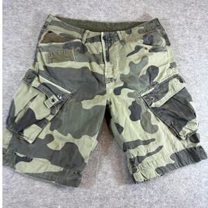 G-Star Raw Denim Cargo Shorts Men Size 32 Green Camo Military Utility Streetwear